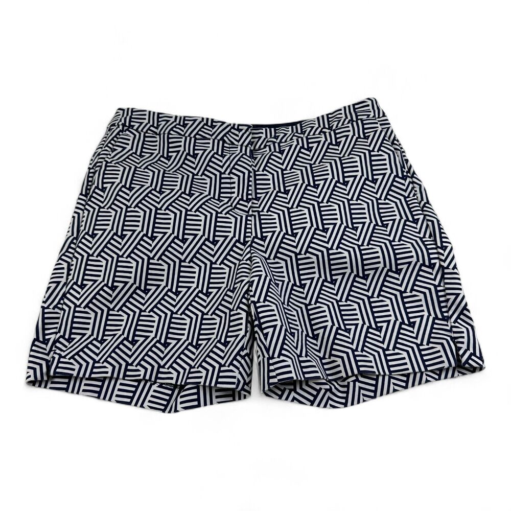 Boden Richmond Shorts 6 Geometric Navy White Stretch Cotton Preppy 6" inseam